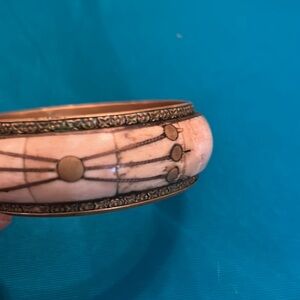 Brass inlay wood bone handcrafted India wrist bangle bracelet